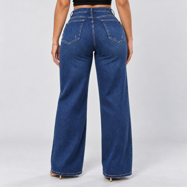 Dark Blue jeans, Back view, standing