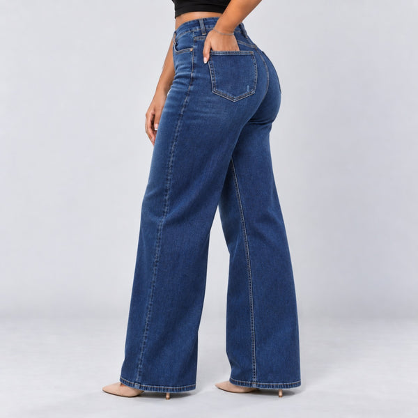 Dark Blue jeans, Back three-quarter, hand in pocket