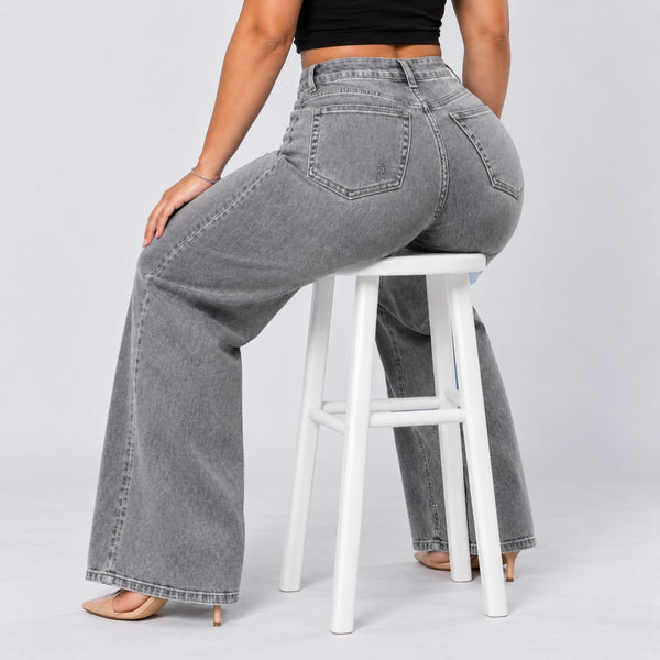 Gray jeans, Seated on stool