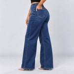 Dark Blue jeans, Back three-quarter, hand in pocket