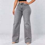 Gray jeans, Front three-quarter, hand on hip